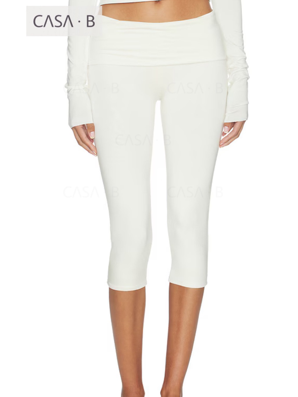 Drops 7/17 To Casa B | Lan Sculpt Foldover Capri Pants- Elan White Capris